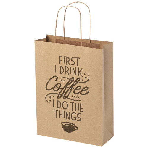 Sac en papier Kraft personnalisé taille moyenne 24x32x9 cm Marron kraft